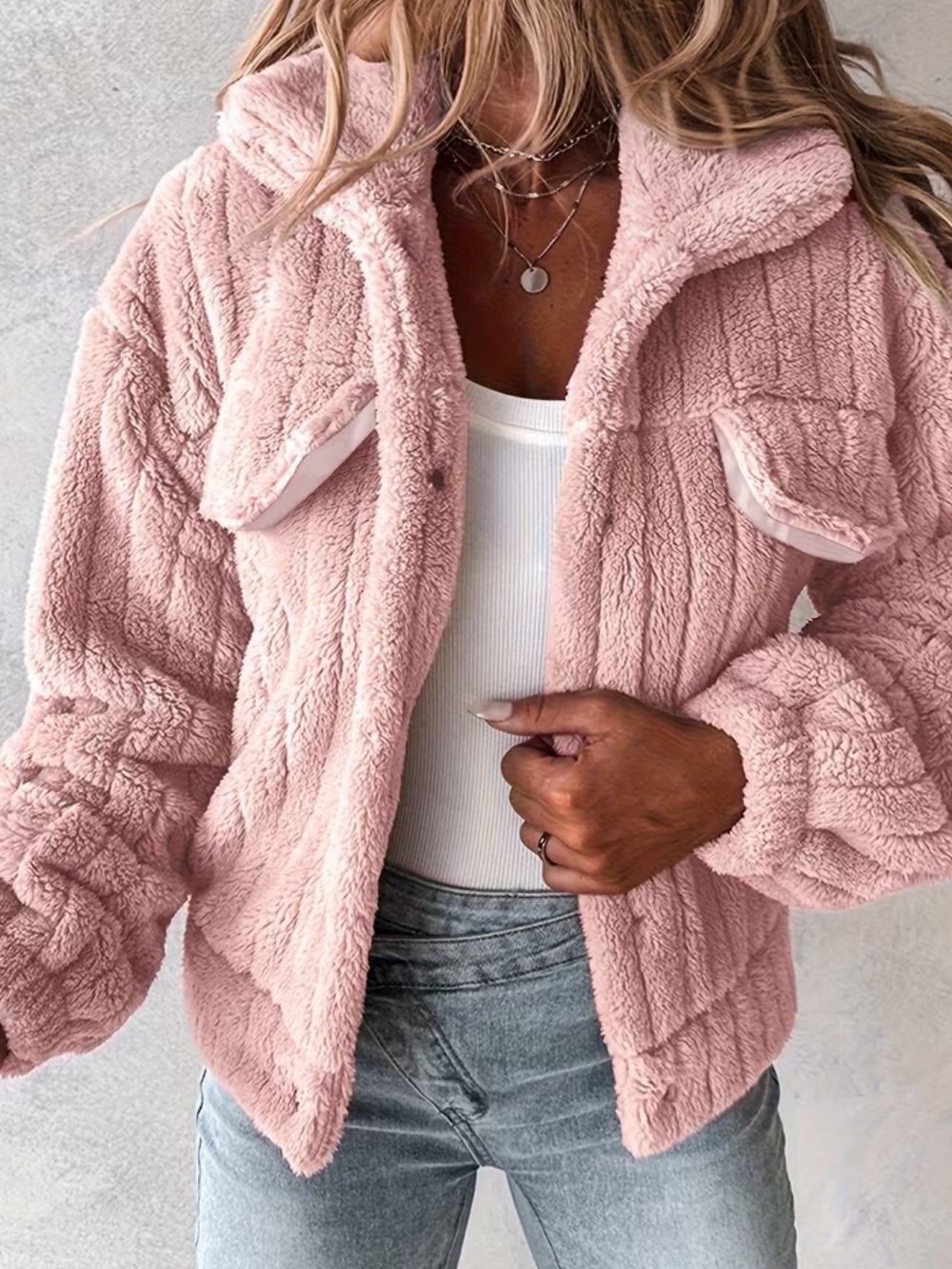 Cozy Plush Pink Sherpa Jacket - Women's